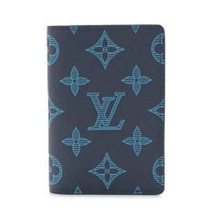 Louis Vuitton Navy & Light Blue Monogram wallet card money business Holder